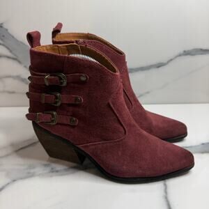 Zodiac Women's Burgundy Suede Dacey Boots Sz 8 Western Festival Boho Pointed Toe